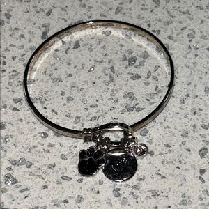 Silver Paw Print Charm Bangle Bracelet H18